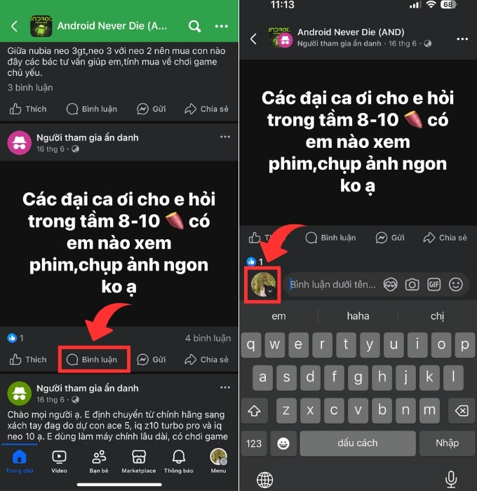 Cách bình luận bằng biệt danh trên Facebook