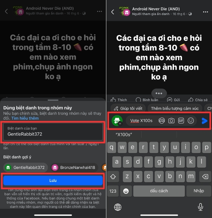 Cách bình luận bằng biệt danh trên Facebook