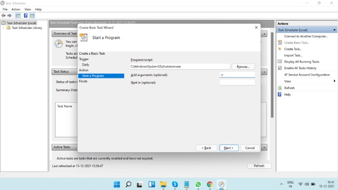 Hẹn giờ tắt laptop Windows 11 bằng Task Scheduler