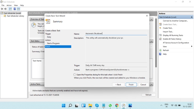 Hẹn giờ tắt laptop Windows 11 bằng Task Scheduler
