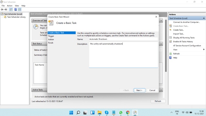 Hẹn giờ tắt laptop Windows 11 bằng Task Scheduler