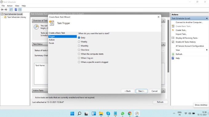 Hẹn giờ tắt laptop Windows 11 bằng Task Scheduler