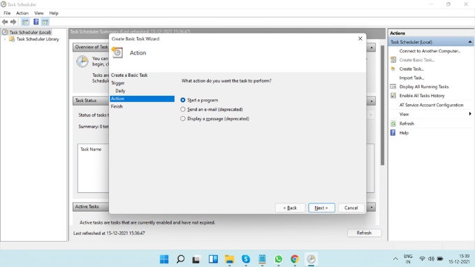 Hẹn giờ tắt laptop Windows 11 bằng Task Scheduler