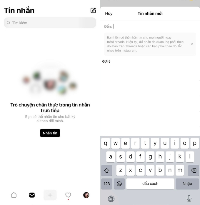 Hướng dẫn cách nhắn tin trên Threads