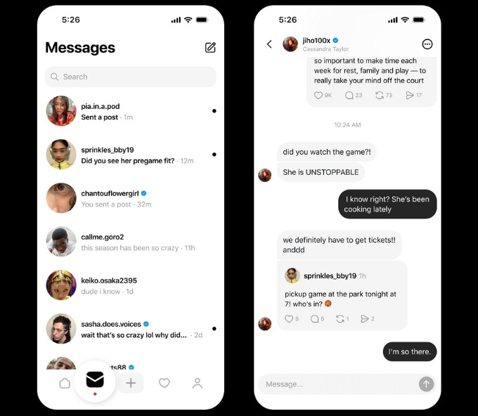 Threads có nhắn tin được không?