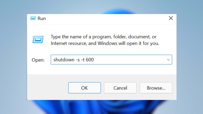 Hẹn giờ tắt máy tính Win 11 bằng hộp thoại Run